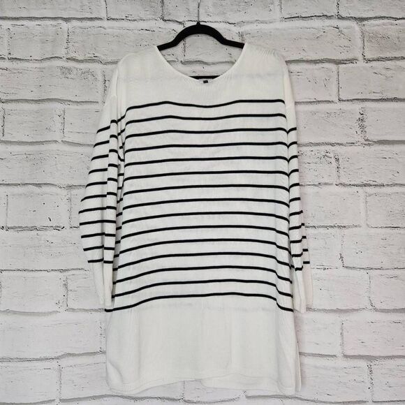 Cabi Knitted Button Up Striped Turnabout Cardigan Sweater White Size Medium 6164 - Picture 7 of 13